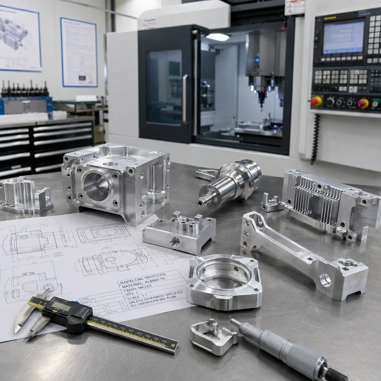 CNC manufacturing facility with production equipment