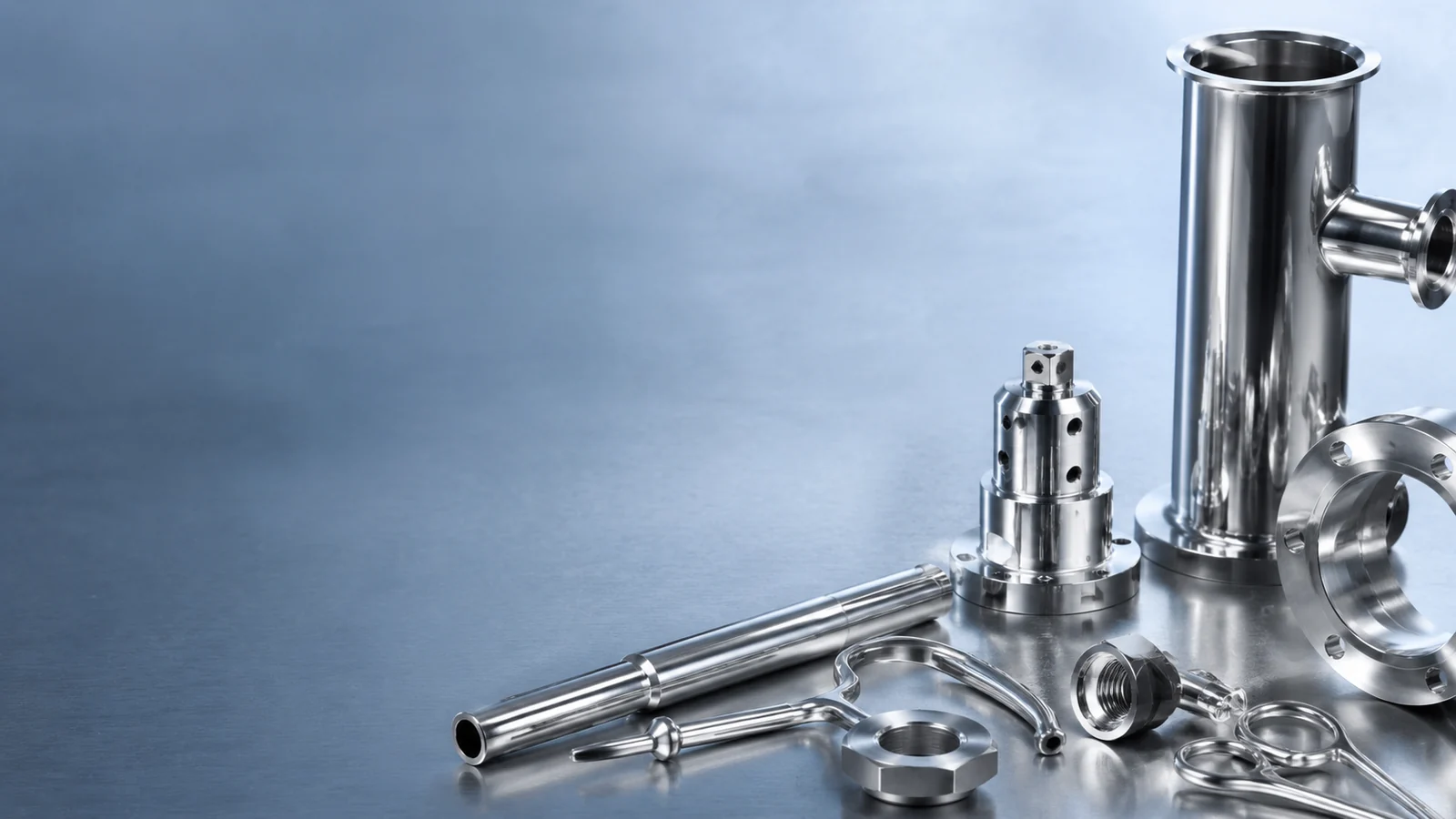 Bright electropolished stainless steel tubes and precision fittings