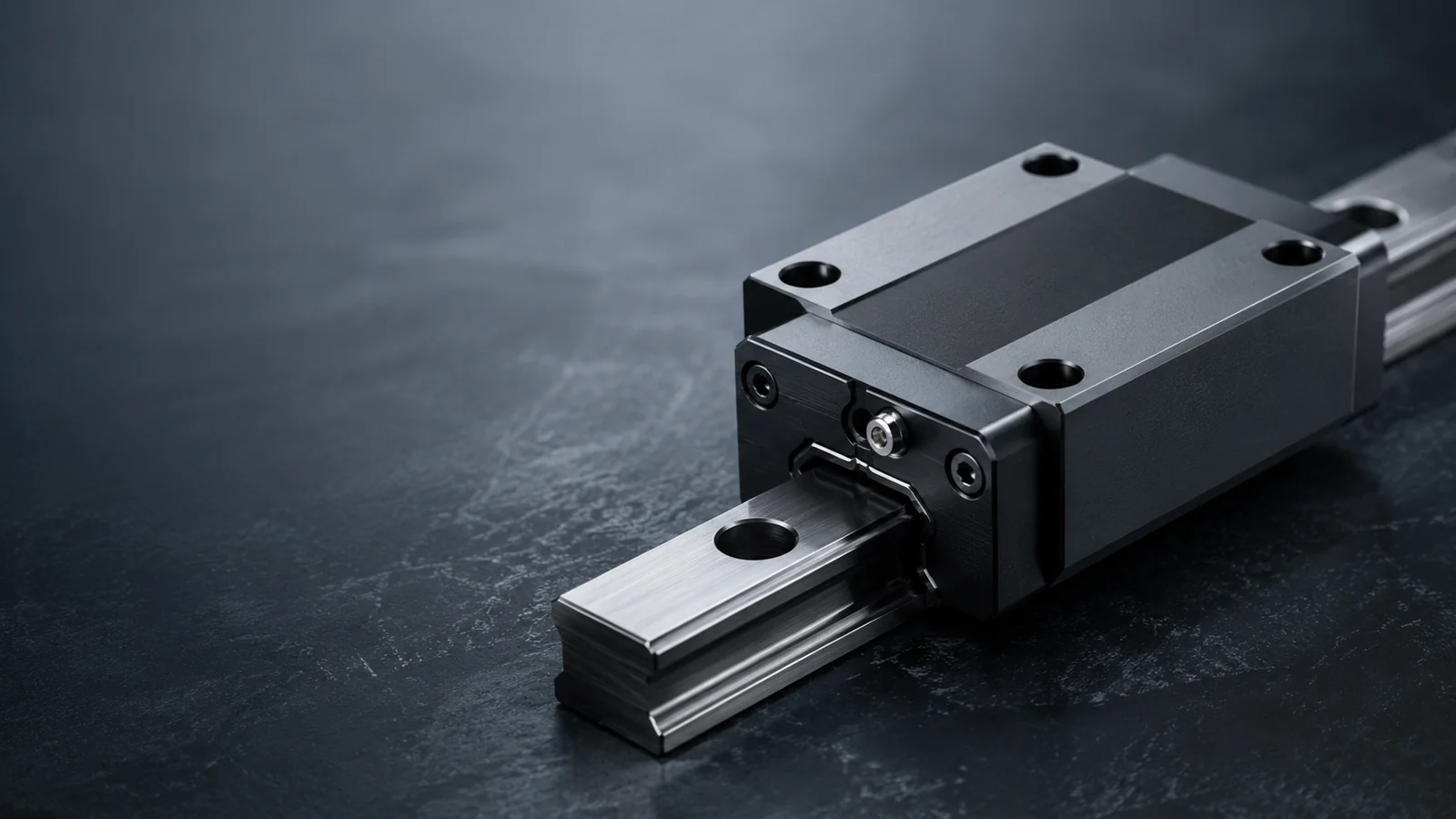 Dark hard-anodized precision aluminum linear guide component