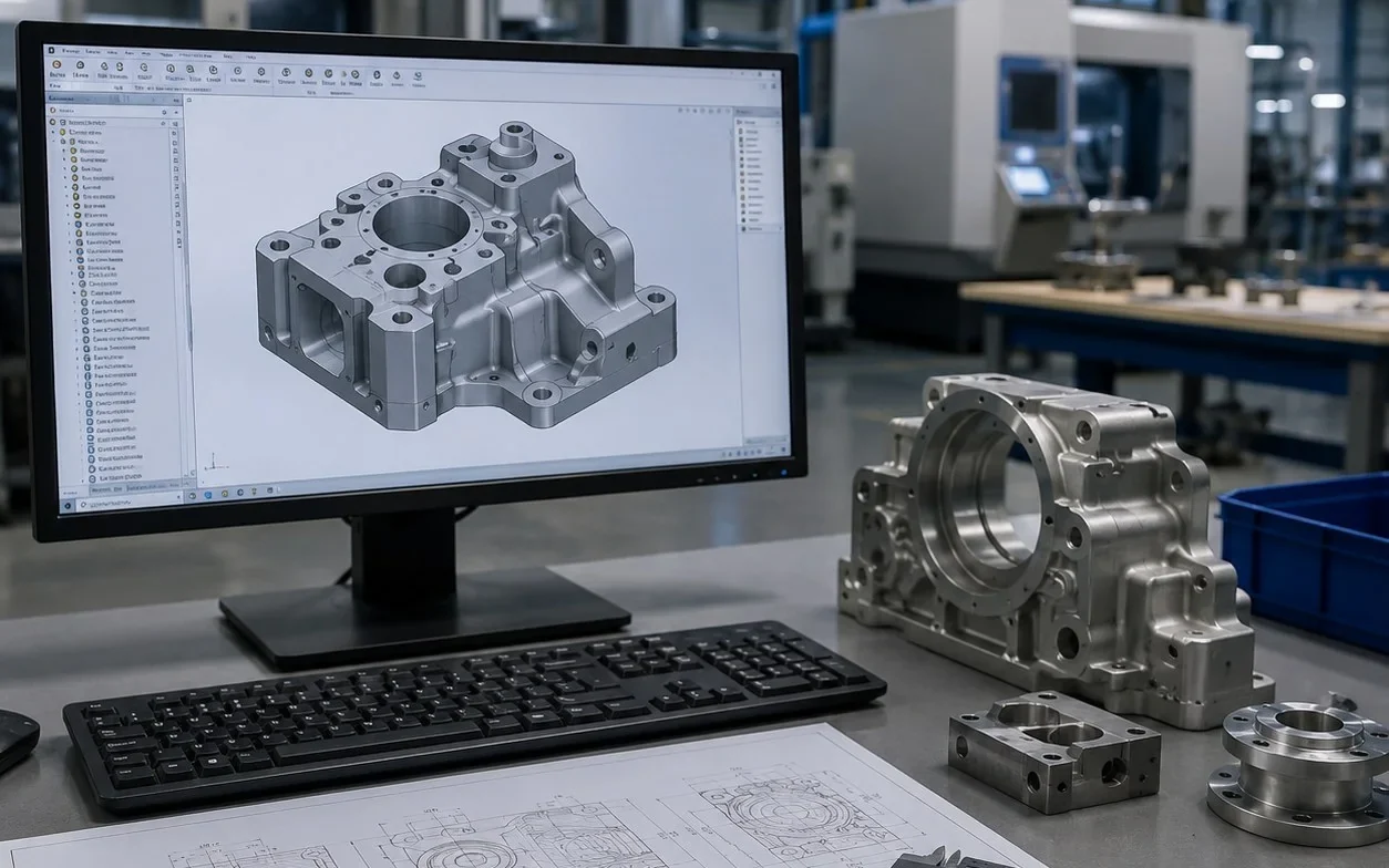 CAD review, precision manufacturing equipment, and custom metal parts