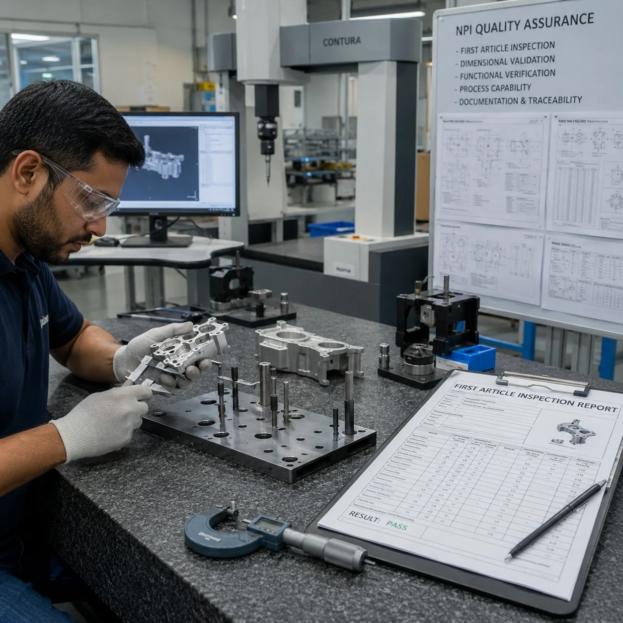 Quality inspection equipment used during NPI projects
