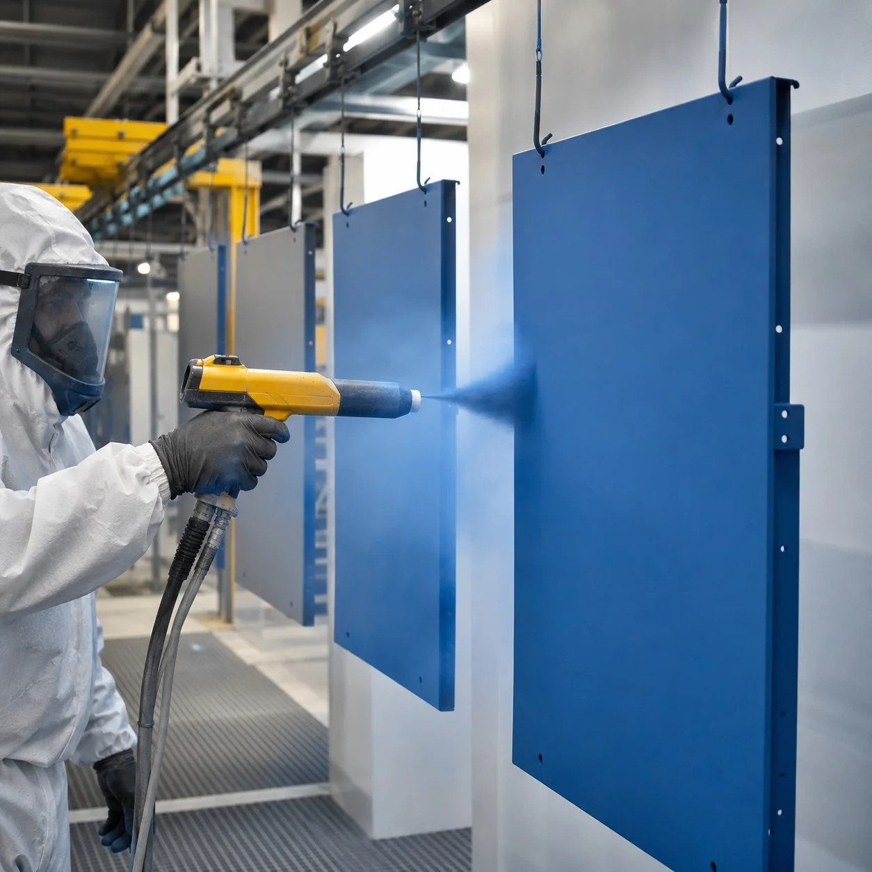 Powder coated sheet metal finish
